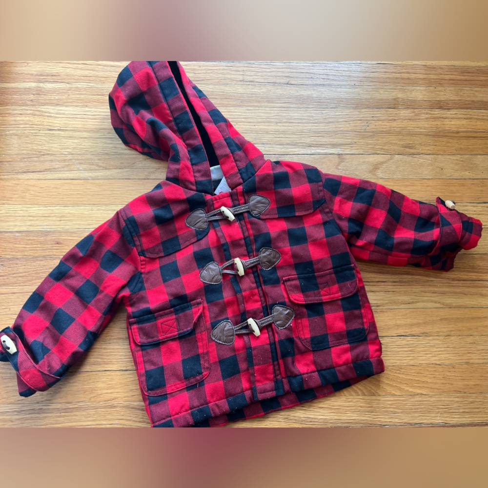 Buffalo plaid toggle coat